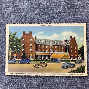 Vintage‎ Hotel Perkins Postcard Long Island Riverhead New York NY Linen Unposted